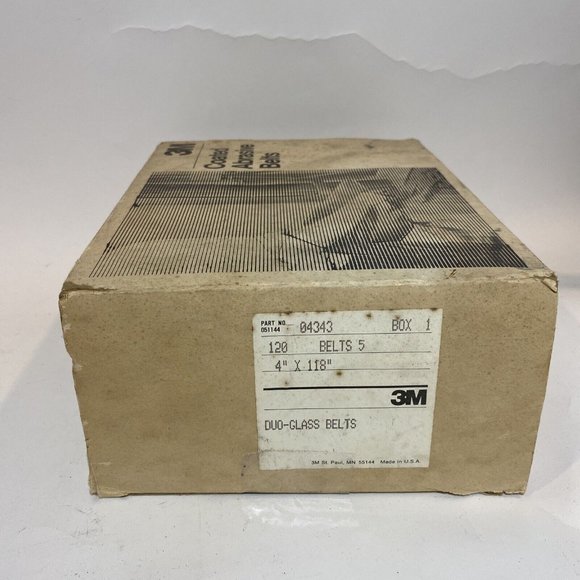 3M Duo-Glass 120 Grit Coated Abrasive Belts 4" x 118" Model 04343 - Picture 1 of 4